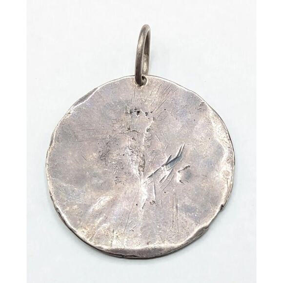 Large Sterling Silver Beautiful Art Nouveau Woman Lady Detailed Vintage Pendant - Picture 7 of 11